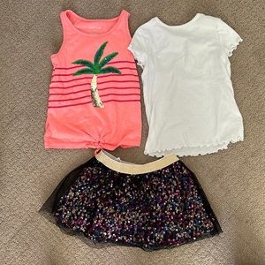 Bundle - 2 Girls Shirts & Sequin Skirt - Size 5/6
